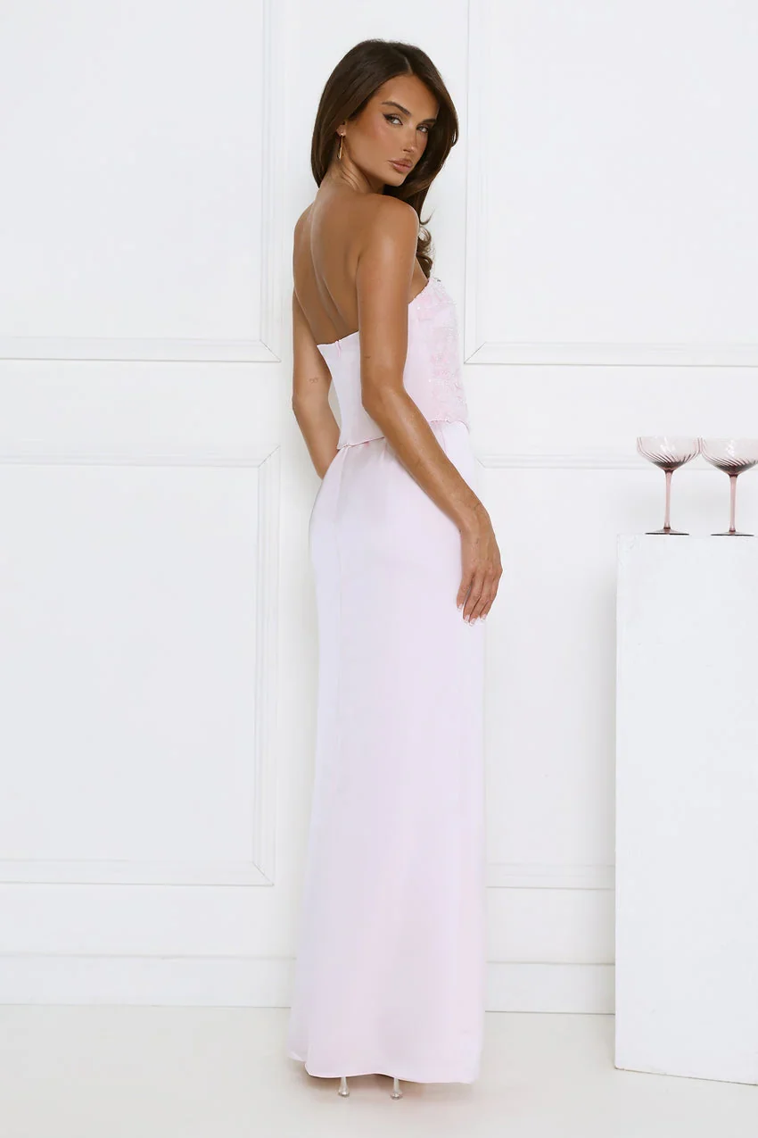 High Slit Ruffle Detail Maxi Evening Dress For Formal Evening Prom Wedding Guest Bridesmaid Beach - Image 3